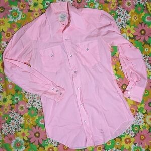 Vintage 60s/70s Cotton Candy Pink Western Button Up size Medium